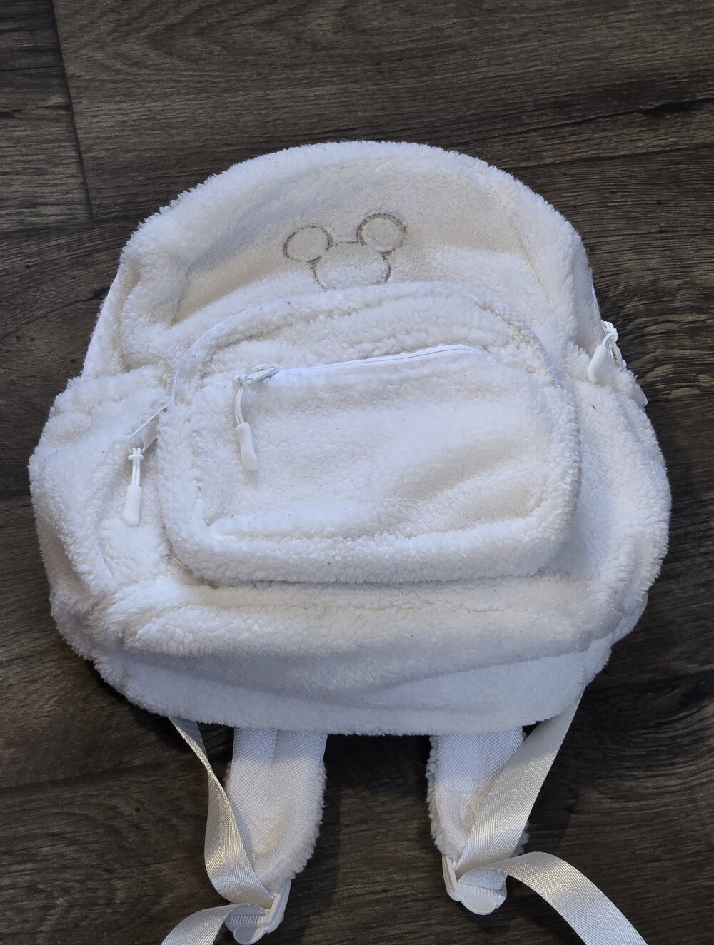 Disney Plush White Mimi Backpack with Mickey Mouse Outline